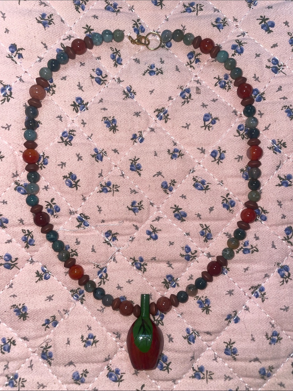 Handmade Necklace with Wooden Apple - Picture 2 of 7